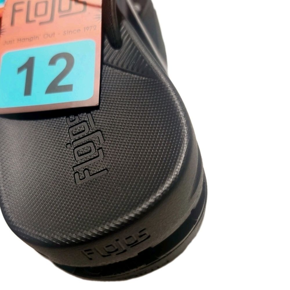 Flojos Men's Memory Foam Flip Flop MEMEX Footbed Arch Support Black Size 12 - Picture 10 of 11